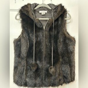 Rich dark brown faux fur vest